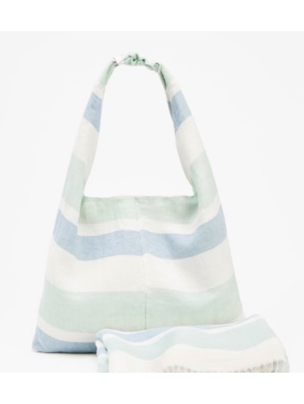 Eileen Fisher Striped Canvas Tote Bag in Blue, Green, and Beige